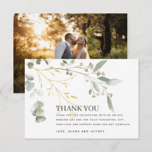 Carte De Remerciements Aquarelle Eucalyptus Vert Mariage Photo