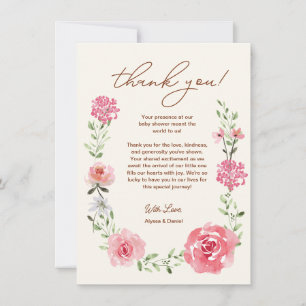 Carte De Remerciements Aquarelle Fleur sauvage bébé dans le Baby shower e