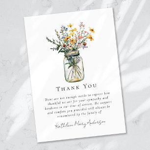 Carte De Remerciements Aquarelle Fleur sauvage coupe de beurre Sympathy f