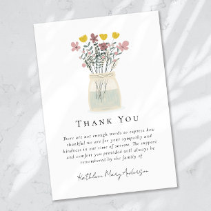 Carte De Remerciements Aquarelle Fleur sauvage Sympathy funérailles