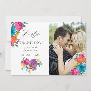 Carte De Remerciements Aquarelle Floral Fiesta photo Mariage