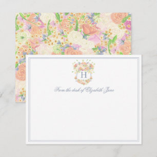 Carte De Remerciements Aquarelle Floral Garden Party Crest