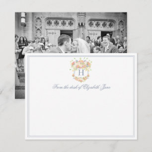 Carte De Remerciements Aquarelle Floral Jardin Crest Photo