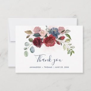 Carte De Remerciements Aquarelle Floral Mariage