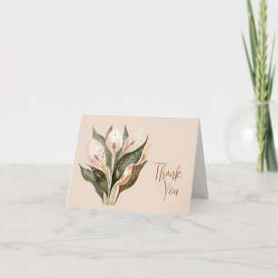 Carte De Remerciements Aquarelle Floral Paix Lily personnalisée plié