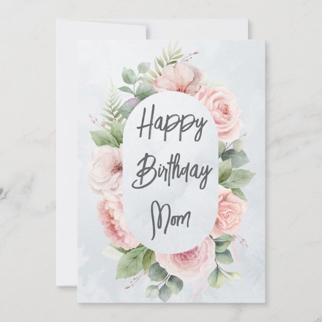 Carte De Remerciements Aquarelle Floral Personnalisé Anniversaire Maman m (Devant)