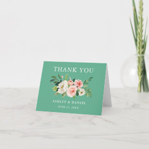 Carte De Remerciements Aquarelle Floral rose Mariage Neo Mint