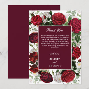 Carte De Remerciements Aquarelle florale bourguignonne moderne Mariage él