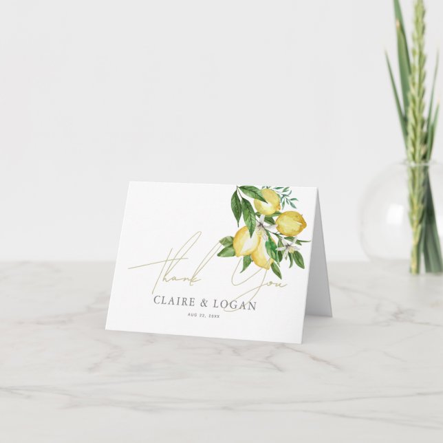 Carte De Remerciements Aquarelle florale Citrus Lemon (Devant)