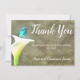 Carte De Remerciements Aquarelle florale de turquoise de lis blanc de