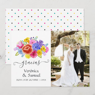 Carte De Remerciements Aquarelle Florale Espagne Fiesta photo Mariage