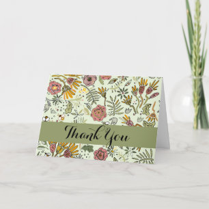 Carte De Remerciements Aquarelle Florale Fleurs d'abeille Élégante Modern