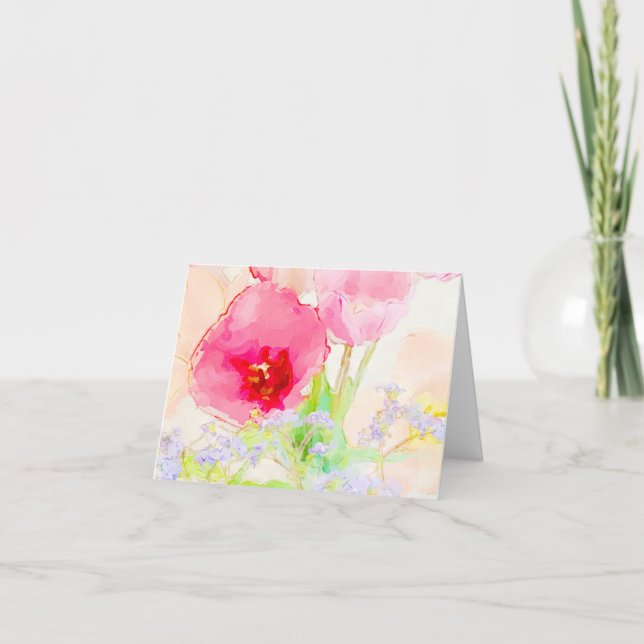 Carte De Remerciements Aquarelle florale - Oubliez-moi - Pas et tulipes (Devant)