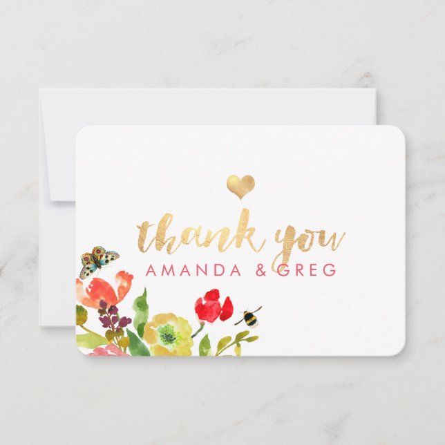 Carte De Remerciements Aquarelle florale PixDezines/Ranunculus/Merci (Devant)