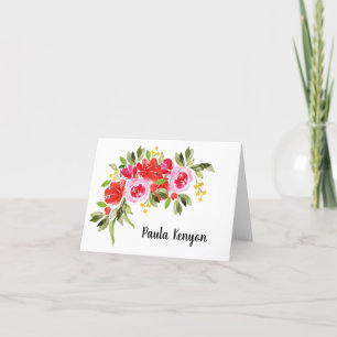Carte De Remerciements Aquarelle florale pliée