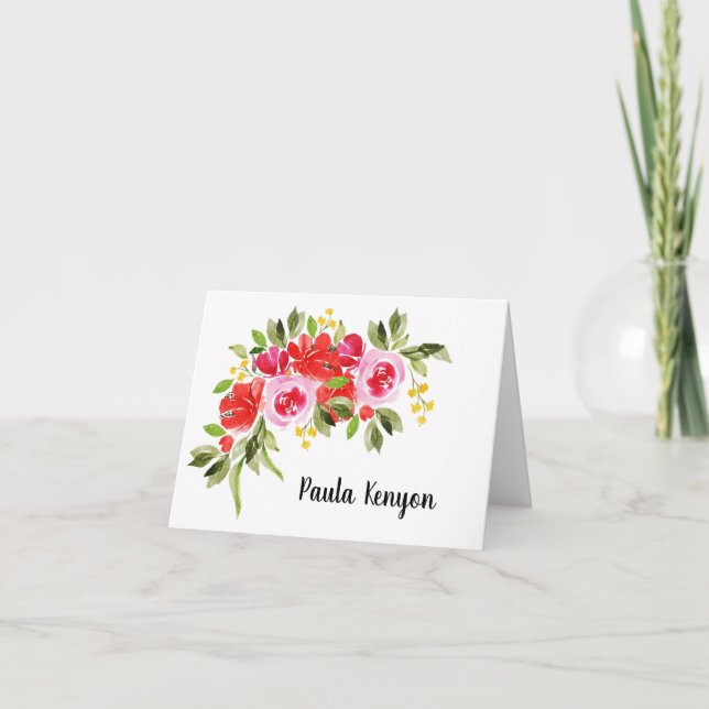 Carte De Remerciements Aquarelle florale pliée (Devant)