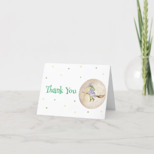 Carte De Remerciements Aquarelle Halloween Moon Star Witch Baby shower