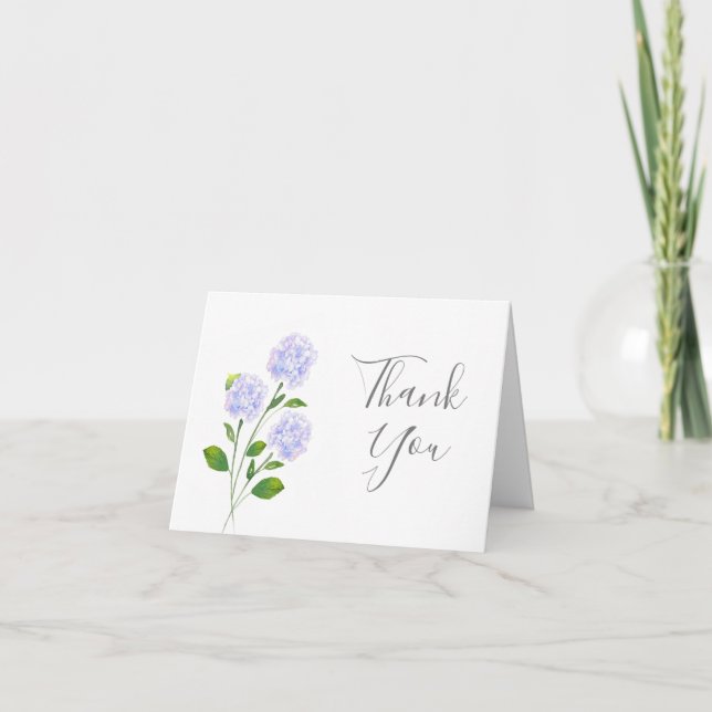 Carte De Remerciements Aquarelle Hydrangea tiges florales (Devant)