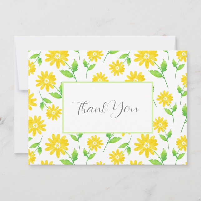 Carte De Remerciements Aquarelle Jaune Motif (Devant)
