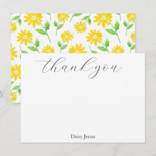 Carte De Remerciements Aquarelle Jaune Motif