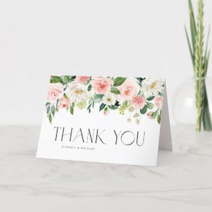 Carte De Remerciements Aquarelle Joli Mariage de fleurs de jardin