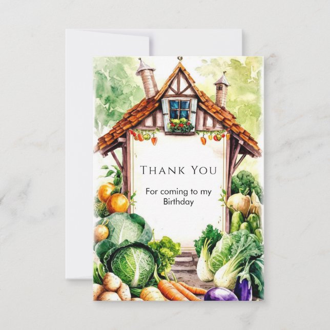 Carte De Remerciements Aquarelle Légumes Marché fermier d'anniversaire (Devant)