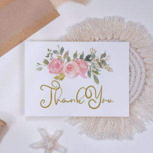 Carte De Remerciements Aquarelle Lush Blush rose Mariage Floral
