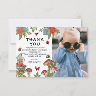 Carte De Remerciements Aquarelle magique Ladybug Girl Birthday Photo