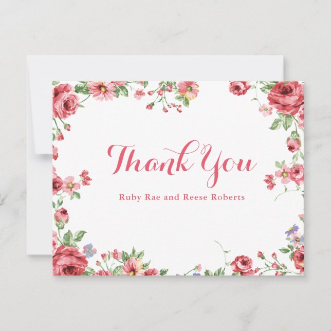 Carte De Remerciements Aquarelle Mariage (Devant)