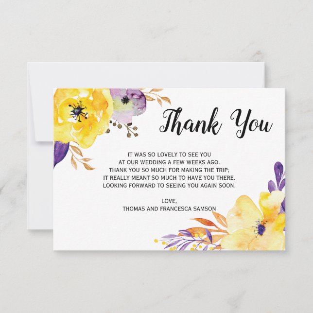 Carte De Remerciements Aquarelle Mariage (Devant)