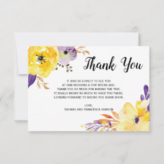 Carte De Remerciements Aquarelle Mariage