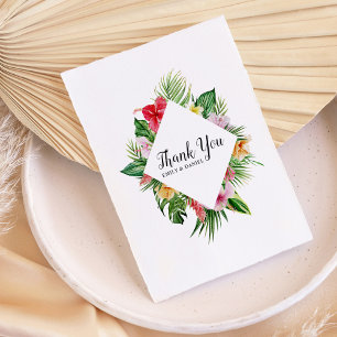 Carte De Remerciements Aquarelle Mariage floral tropical