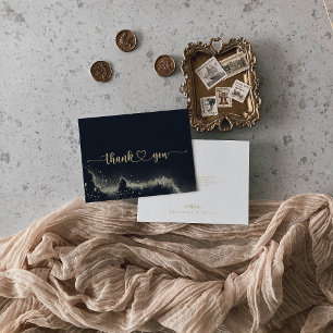 Carte De Remerciements Aquarelle Mariage plat Gold Splash