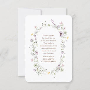 Carte De Remerciements Aquarelle Memorial Floral et Folithe Botaniques