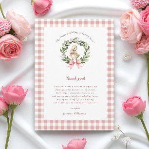 Carte De Remerciements aquarelle mignon Bain de bébé rose Caneton