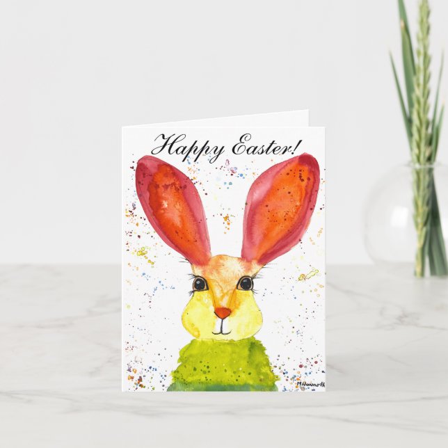 Carte De Remerciements Aquarelle mignonne lapin lapin lièvre Humour de Pâ (Devant)