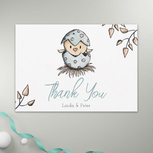 Carte De Remerciements Aquarelle mignonne Oiseau éclosion dans le Baby sh