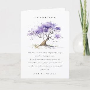 Carte De Remerciements Aquarelle minimale Lilac Jacaranda Mariage arbre