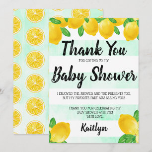 Carte De Remerciements Aquarelle moderne Baby shower citronnier