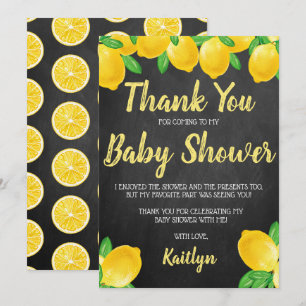 Carte De Remerciements Aquarelle moderne Baby shower citronnier