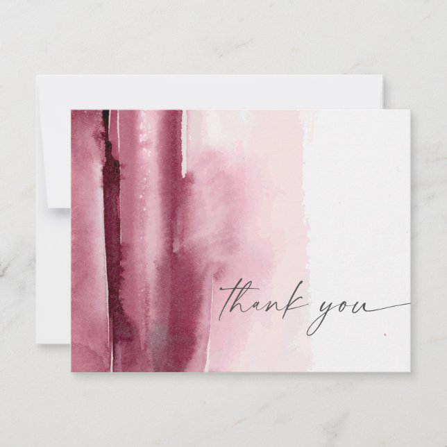 Carte De Remerciements Aquarelle moderne | Bourgogne (Devant)