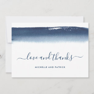 Carte De Remerciements Aquarelle moderne Mariage bleu marine