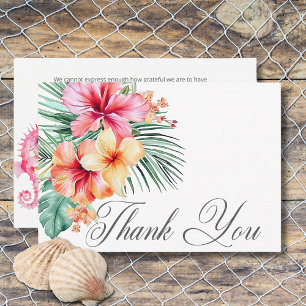 Carte De Remerciements Aquarelle Moderne Palms & Plage Mariage de scène