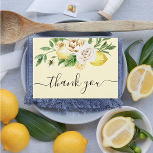Carte De Remerciements Aquarelle moderne Pastel Lémons Jaunes & Feuilles 