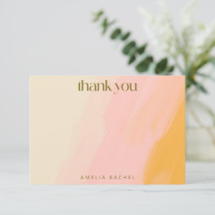 Carte De Remerciements Aquarelle moderne rose jaune Bat mitzvah personnal