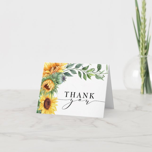 Carte De Remerciements Aquarelle moderne tournesol (Devant)