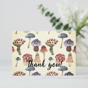 Carte De Remerciements Aquarelle motif avec champignons colorés