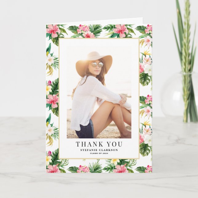 Carte De Remerciements Aquarelle Motif tropical (Devant)