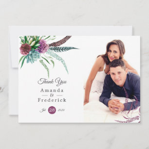 Carte De Remerciements Aquarelle mystique Boho Mariage succulent