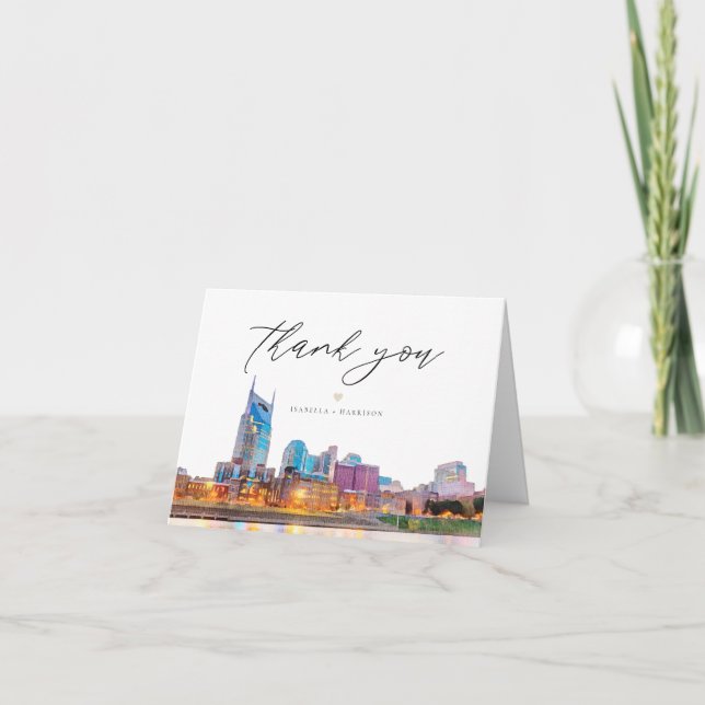 Carte De Remerciements Aquarelle Nashville Skyline (Devant)